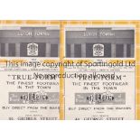 LUTON TOWN Two home programmes for London combination matches v Bristol Rov. 14/11/1936 and