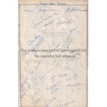 QUEEN'S PARK RANGERS AUTOGRAPHS A lined sheet with 30 autographs from the early 1950's inc. Derek