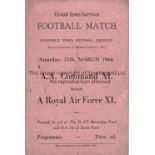 MANSFIELD FORCES MATCH Four page Mansfield Town programme AA Command XI v Royal Air Force XI 25/3/
