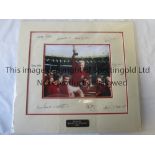 ENGLAND 1966 AUTOGRAPHS An 18" X 16" mount with the famous photo of Bobby Moore being chaired on the