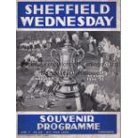 SHEFFIELD WEDNESDAY V GRIMSBY TOWN 1935 Official souvenir programme at Wednesday to celebrate