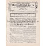 ARSENAL V LIVERPOOL 1919 Programme for the League match at Arsenal 8/9/1919, ex-binder. Generally