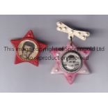 ARSENAL STAR BADGES Two badges for George Swindin and George Eastham. Generally good