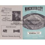 MAN CITY Two Manchester City programmes - home v Birmingham City (postponed) 1961/62 and an away v