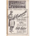 EVERTON V ARSENAL 1924 Programme for the League match at Everton 15/11/1924, ex-binder and tape mark