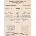 ARSENAL Single sheet programme for the home Combination Cup match v Fulham 1/1/1948, very slight