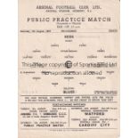 ARSENAL Single sheet for the Public Practice match at Highbury 6/8/1955. Very slightly creased.