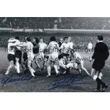 NORMAN HUNTER V FRANCIS LEE The Fight, b/w 12 x 8 photo at the Baseball Ground in 1975 as players