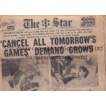 MANCHESTER UNITED / MUNICH 1958 Full newspaper, The Star 7/2/1958 with the first 3 pages covering