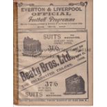 EVERTON V BLACKBURN ROVERS 1912 Programme for the League match at Everton 13/4/1912, ex-binder, tape