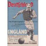 GERMANY V ENGLAND 1938 Programme for the International 14/5/1938 with writing on the cover.