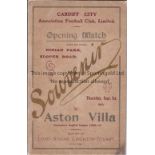 CARDIFF CITY V ASTON VILLA 1910 Souvenir official programme for the opening of the new ground at