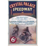 SPEEDWAY CRYSTAL PALACE Crystal Palace Speedway home programme v Lea Bridge 10/8/1929. Lacks staples