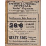 TRIAL MATCH AT LIVERPOOL FC 1910 Programme for Whites v Stripes 31/1/1910 at Anfield inc. players