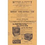 LUTON TOWN Programme for the away Met. Lge. Cup match v. Newbury Town 15/11/52, slightly creased and