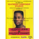 LENNOX LEWIS Four programmes v. McCall 24/9/1994 with ticket and Ringside Pass, v. Williams 30/4/