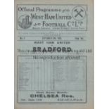 WEST HAM UNITED V BRADFORD PARK AVENUE 1935 Programme for the League match at West Ham 9/9/1935,