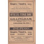 GILLINGHAM V SWINDON 1914 Programme for the Southern League match at Gillingham 10/10/1914 with