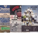 TOTTENHAM HOTSPUR 1960/1 Three away programmes v. Chelsea, Wolves creased and Man. Utd. with token