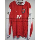 PAUL DIKOV ARSENAL SHIRT Player issue red long sleeve home shirt for season 1994/5 and 1995/6 with