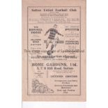 SUTTON UNITED Home programme v Walthamstow Avenue Athenian League 8/10/1938. Lacks staples. No