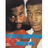 FRANK BRUNO / AUTOGRAPH Five programmes inc. v. Witherspoon 19/7/1986 Heavyweight World Championship