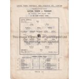 LUTON TOWN V FULHAM 1942 Single sheet programme for the FLS match at Luton 29/8/1942 for the first