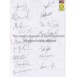 WORLD CUP CRICKET 1999 A collection of 81 signatures of cricketers who played in the 1999 World