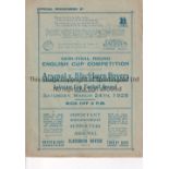 1928 FA CUP SEMI-FINAL / ARSENAL V BLACKBURN Programme for the Semi-Final at Leicester City FC, very
