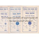 COLCHESTER Four Colchester United single sheets. Three practice matches Blues & Whites v Reds 1960,