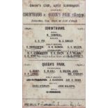 CORINTHIANS V QUEEN'S PARK 1898 Single card programme for 26/11/1898 with the team line-ups that has