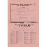 HEADINGTON UNITED Home Reserve Met. Lge. Programme v. Horsham 17/10/1953. Very slightly creased.