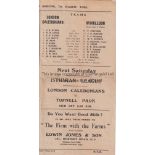 LONDON CALEDONIANS Four Page programme v Wimbledon Isthmian League at Tufnell Park 7/3/1925. Light