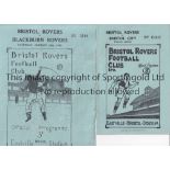 BRISTOL ROVERS Two Bristol Rovers home programmes from the 1949/50 season v Bristol City (League)