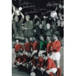 MANCHESTER UNITED Colorized 12 x 8 montage of images relating to United’s victory over Benfica in
