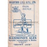 BRADFORD PARK AVENUE Home programme v. Blackpool 22/9/1945, folded and ageing marks. Fair