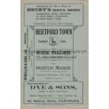 HERTFORD Home gatefold programme v Hoxton Manor FA Cup Extra Preliminary Round 3/9/1938. Folds .