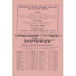 HEADINGTON UNITED Home Reserve Met. Lge. Programme v. Southwick 28/11/1953. Very slightly creased.