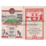 WEST BROM Two away programmes v Southampton 1948/49 (light folds) and Sunderland 1954/55. No