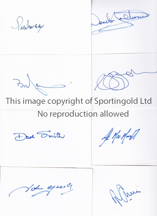 RANGERS 1972, Set of signed index cards, individually signed in fine blue marker by all eleven