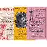 GATESHEAD Four Gateshead programmes. Three Aways at Crewe Alexandra 1948/49 , Hull City 1952/53