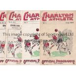 CHARLTON A collection of 4 Charlton Athletic pre war home programmes v Brentford (rusty staples/