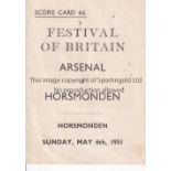 ARSENAL / FESTIVAL OF BRITAIN Most football clubs played football matches in the Festival of Britain