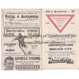 SCOTTISH Two Scottish programmes Airdrieonians v Brechin 1954/55 (score) and Dunfermline Athletic