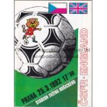 ENGLAND Programme for the away match v Czech Republic 25/3/1992 plus a programme and F.A. headed