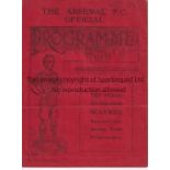 ARSENAL V BLACKPOOL / QUEEN'S PARK RANGERS 1914 Arsenal home joint issue programme in their 2nd