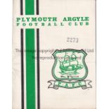 PLYMOUTH Home programme v Leicester City League Cup Semi Final 2nd Leg 10/2/1965. Light horizontal