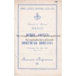DERBY FOB Programme Derby County v Borussia Dortmund 9/5/1951 Festival of Britain. Number at top
