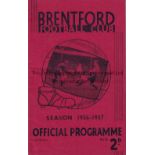 BRENTFORD V ARSENAL Programme for the League match at Brentford 3/9/1936. Very good