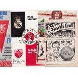 MANCHESTER UNITED Nine programmes including aways v Benfica 1968 EC Final, Real Madrid 67/8 EC S-F